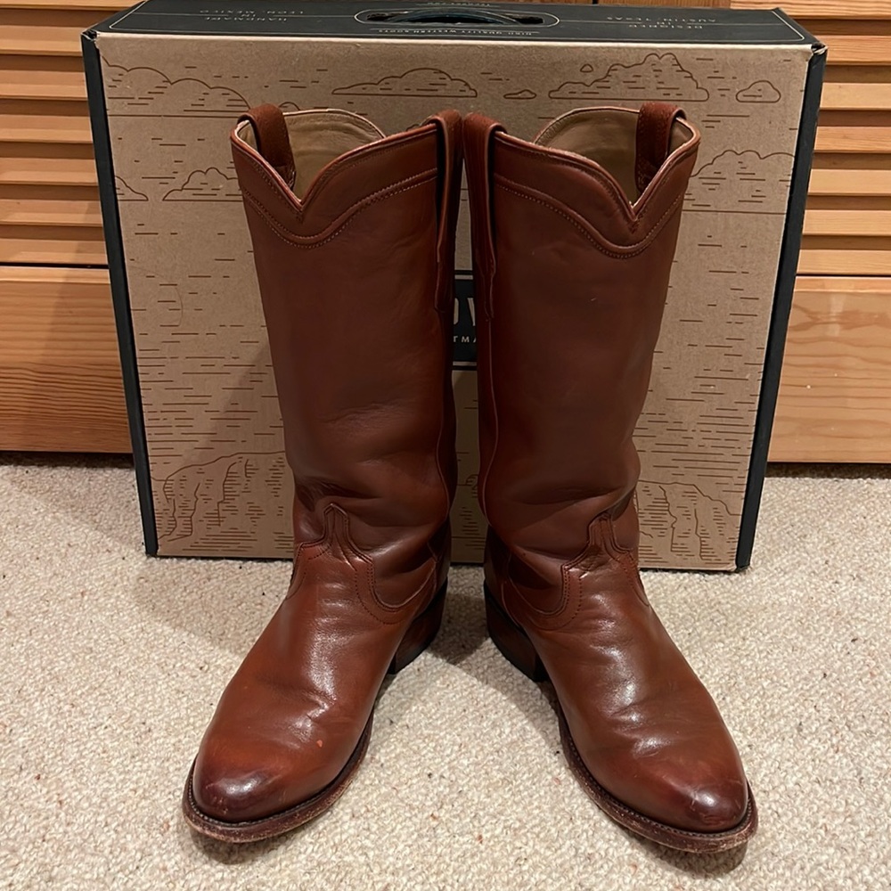 TECOVAS The Harper Bourbon Calf Brown Cowboy Riding Boots